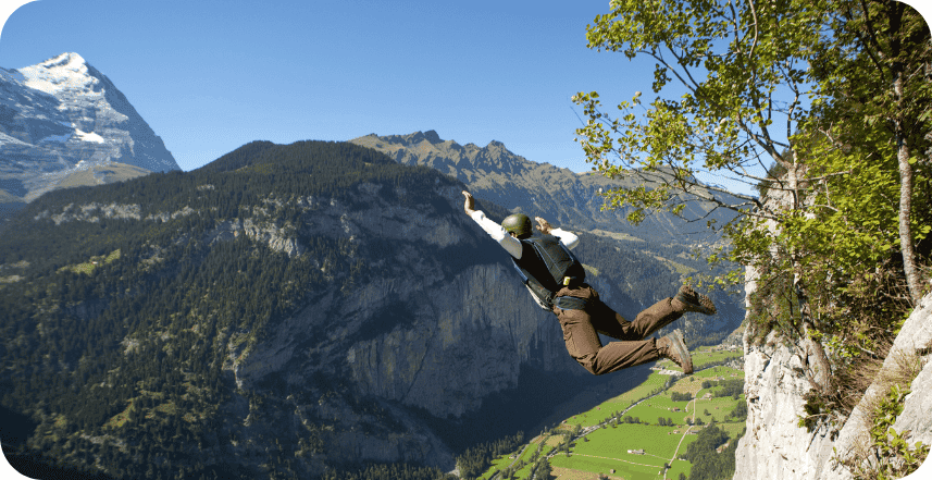 Solo BASE Jumper Taking Flight