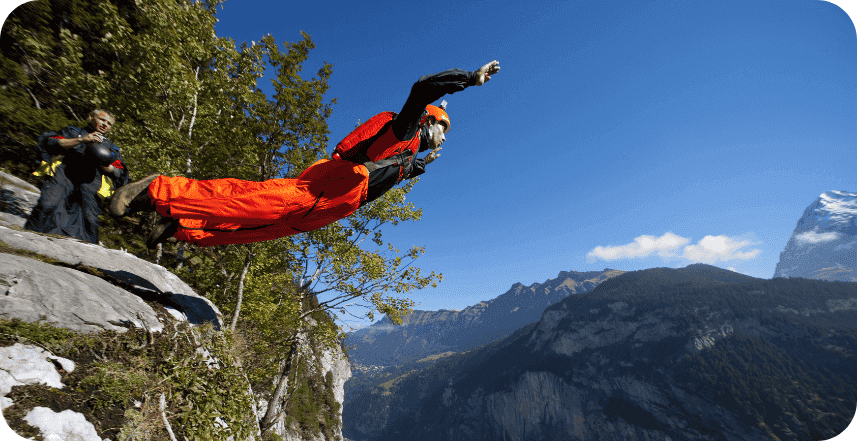 Solo BASE Jumper Launching